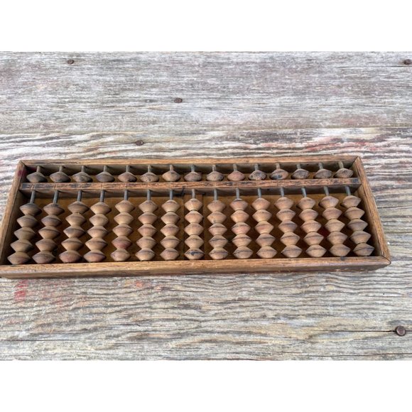 Antique Japanese Wood Abacus Calculator 15 rows 90 beads Signed - Picture 4 of 11